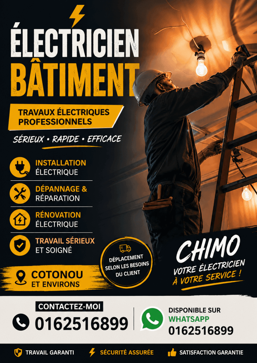 Électricien bâtiment disponible